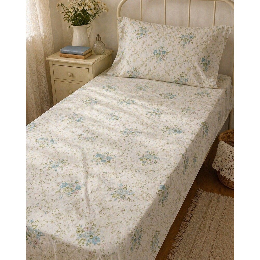 Vintage Cannon Monticello Twin Flat Sheet Floral Cottagecore No Iron Muslin